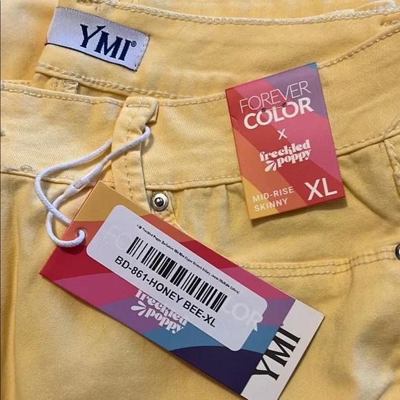 YMI Bright Yellow SUPER STRETCH Skinny Jeans XL - Picture 5 of 11